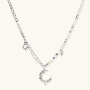 Celestial Mond-Kette mit Perlen