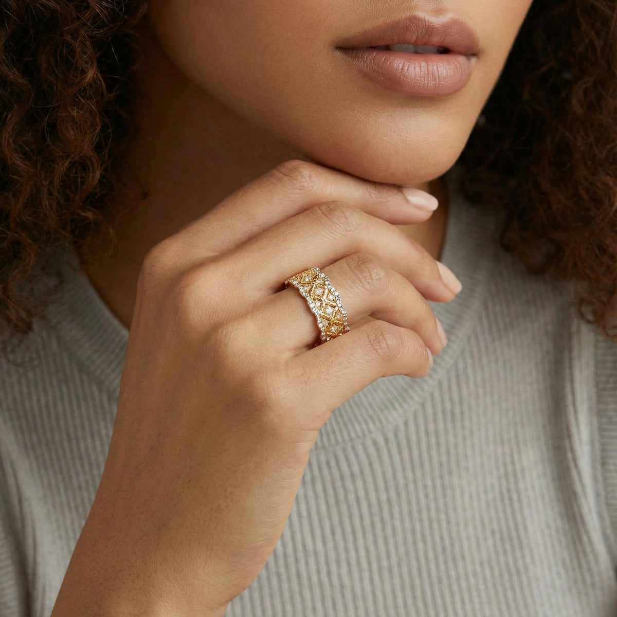 Lattice Luxe Ring Bicolor