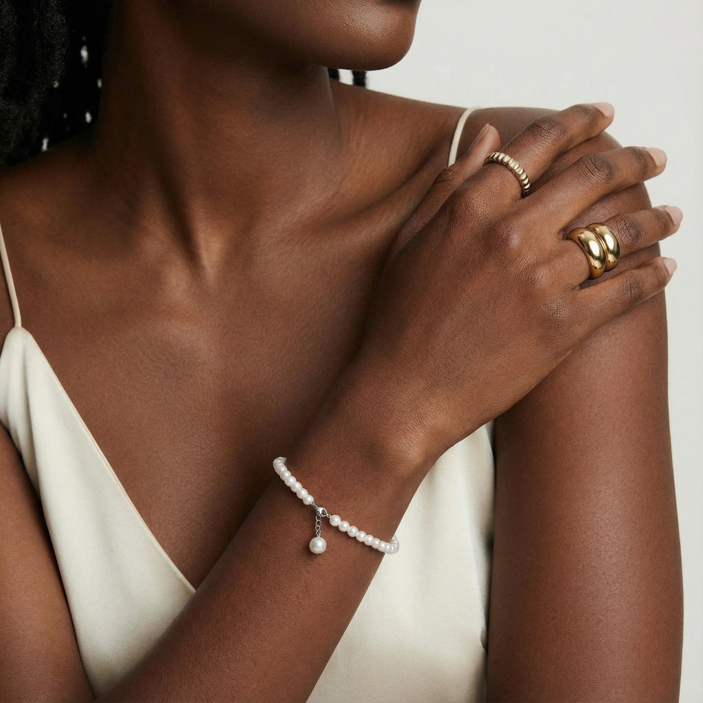 Pearlescent Perlen-Armband Silber