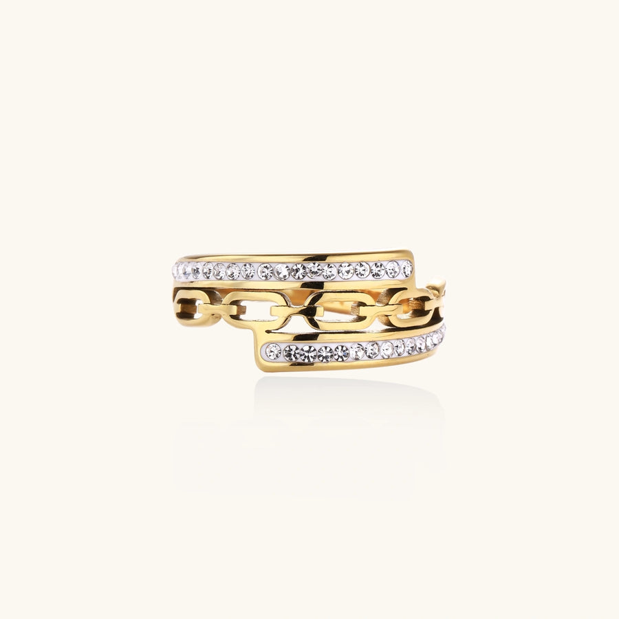 Chain Kristallring Gold